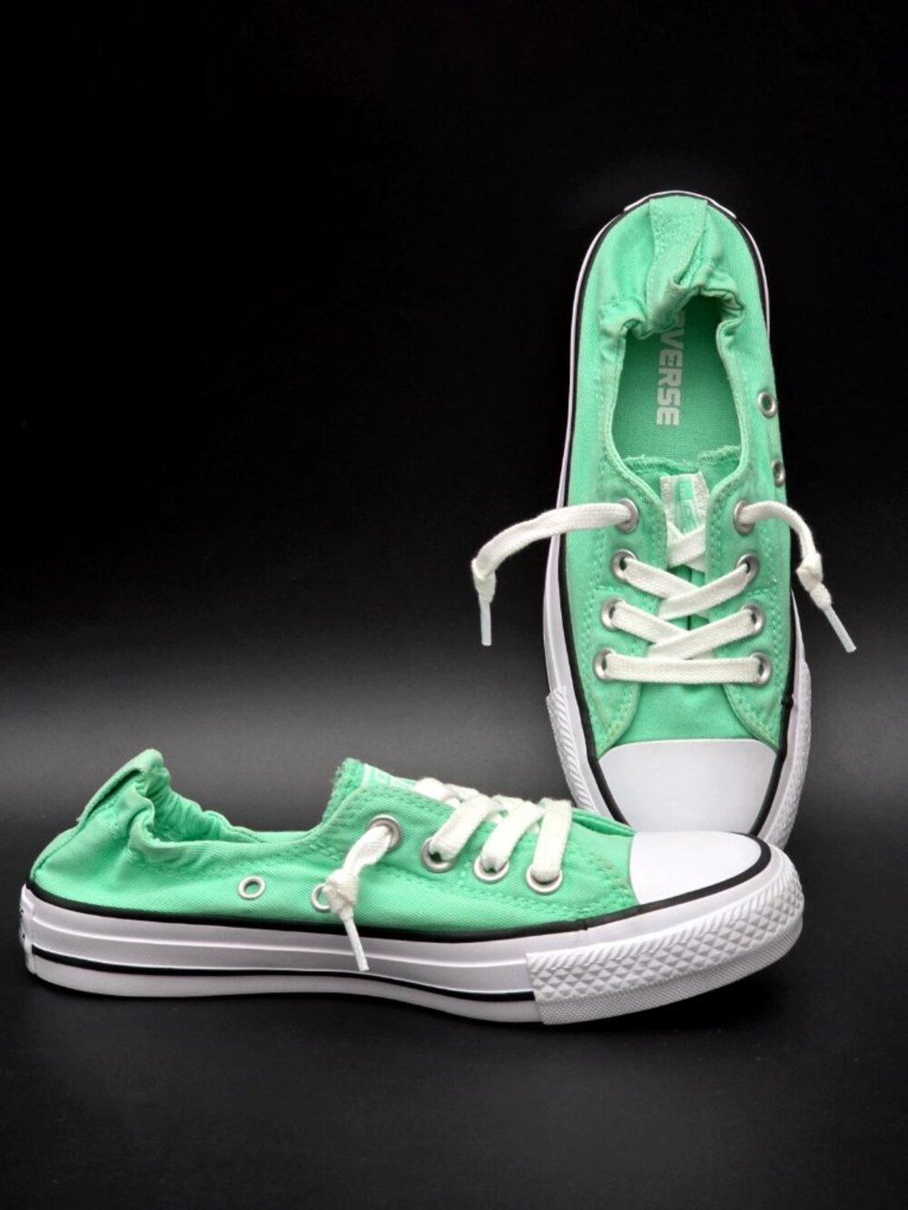 Converse Shoreline Elastic Back Canvas Mint Green Slip-On Sneakers Women's SZ 5